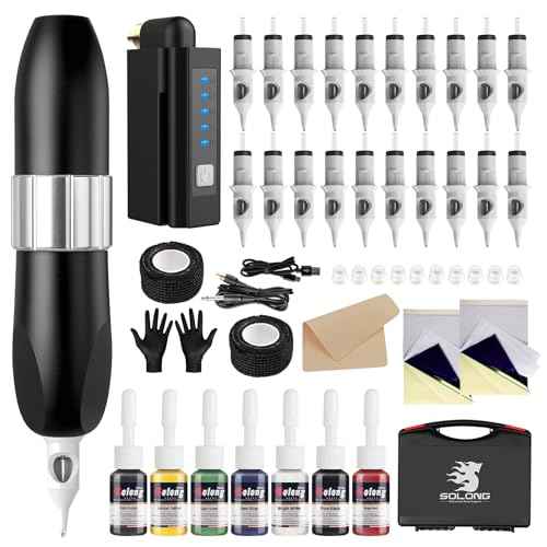 Wireless Tattoo Gun, Solong 1500mAH Tattoo Gun Wireless Tattoo Kit Professional Rotary Tattoo Machine for Beginners and Artists with Portable Tool Case