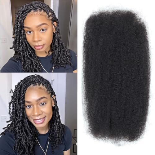 Afro Kinkys Bulk Human Hair, 4c Curly Hair for Permanent Sister Locs/Mini Twists/Braids/Repair Can Dye and Bleach(22 inch),Black