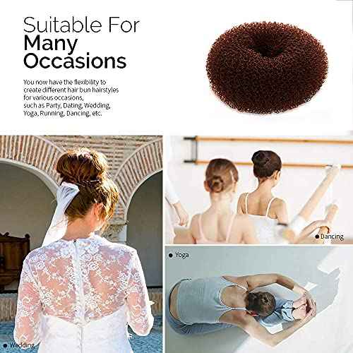 Hair Donut Bun Maker, Ring Style, 2PCS Large 3.5 Inch for Thick and Long Hair (Brown)