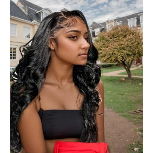 Human Wave Lace Wigs Glueless Lace Wigs Human Hair Density 13x6 Lace Wigs, Human Hair Pre-Plucked Pre-Cut 13x6 HD Lace Wigs-Size: 28 Inch