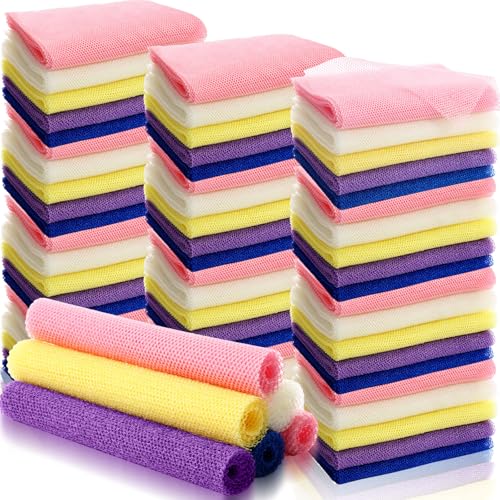 Sunnyray 100 Pcs African Net Sponge Authentic Bulk,Long Bath Sponge Net Exfoliating Shower Body Scrubber Back Scrubber Skin Smoother, Great for Daily Home Use, Beauty Salons, Spa Clubs, Nail Salons