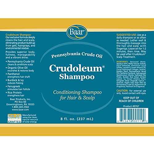 Baar Crudoleum Shampoo, 3-in-1 Pennsylvania Crude Oil Shampoo, 8 Oz.