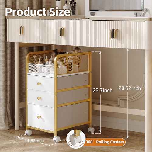 Makeup Organizer Storage Cart with Drawers, Makeup Organizer on Wheels, Rolling Makeup Bathroom Storage Cart, Cosmetic Vanity Display Cases Holder for Nail Polish Brush Hair Tool