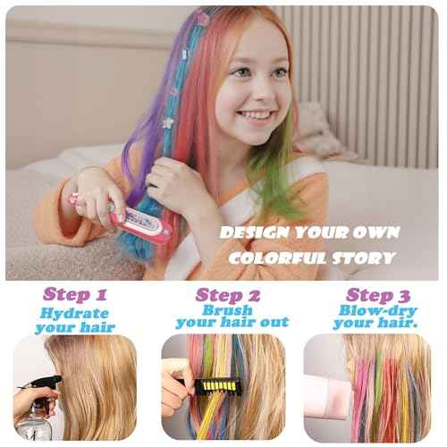 Hair Gem Stamper Kit with Reusable Bling Jewels & Washable Chalk - Girls Hair Styling Toys, Creative DIY Accessories, Birthday Gifts for Ages 5-12 (Light Hair Friendly)