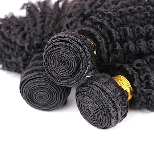 Human Hair Bundles for Black Women Afro Kinky Curly 10 12 14Inch Weave Unprocessed Virgin 100% Human Hair Extensions Natural Color
