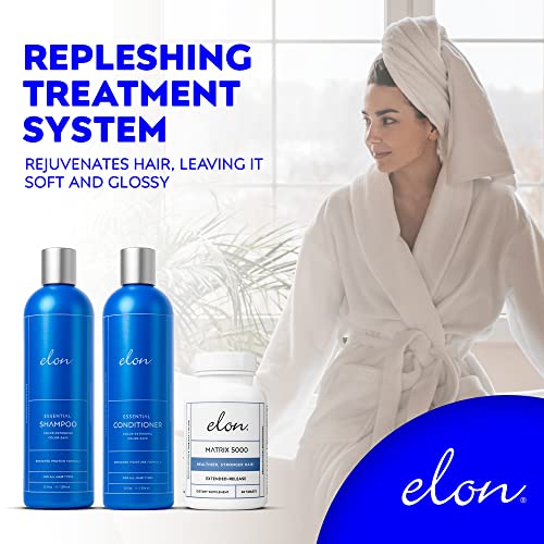 Elon Complete Kit for Thinning Hair ? Elon Essential Shampoo and Conditioner Set + Matrix 5000 Hair Growth Supplement ? NO Sulfates, Parabens or Phthalates