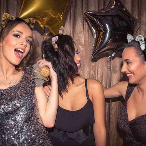 WHAVEL Leopard Cat Ears Headband Plush Cheetah Ears, Soft Furry Cat Headband Cute Halloween Headbands for Women & Girls Halloween Cosplay Party Costume Hair Accessories,6pcs