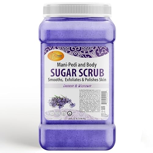 SPA REDI ? Sugar Body Scrub, Lavender and Wildflower, 128 Oz Exfoliating, Moisturizing, Hydrating and Nourishing, Glow, Polish, Smooth and Fresh Skin - Body Exfoliator