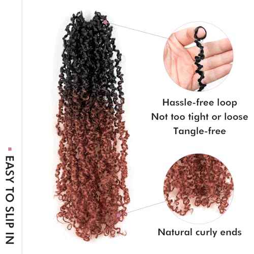 Toyotress Yanky Twist Crochet Hair - 10 Inch 8 Packs (30 Strands/Pcs) Fluffy Spring Mini Twist Short Bob Passion Twist, Ombre Ginger Pre-Looped Crochet Braids Braiding Hair (10 Inch, OT350-8P)