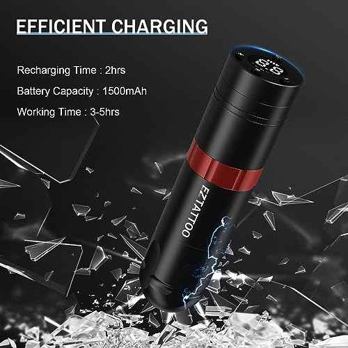 EZ Wireless Tattoo Machine - Tattoo Pen Machine with 1500mAh Battery Power Supply Rotary Tattoo Gun for Tattoo Beginners and Artists (Caster S Red)