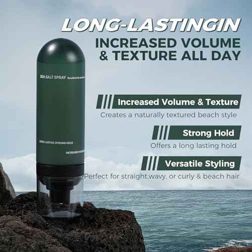 Sea Salt Spray for Men - Texturizing Spray for Beach Waves, Volume & Strong Hold - Non-Sticky, No White Residue with Sargassum Extract (100ml)