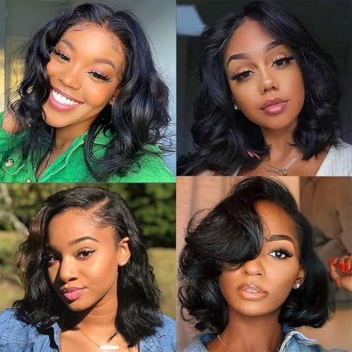 Xagujpo Wear and Go Glueless Wigs Human Hair Body Wave V Part Wigs for Black Women Upgrade U Part Human Hair Wig No Leave Out No Sew In Full Head Clip In Half Wig 180% Density Natural Color (14 inch)