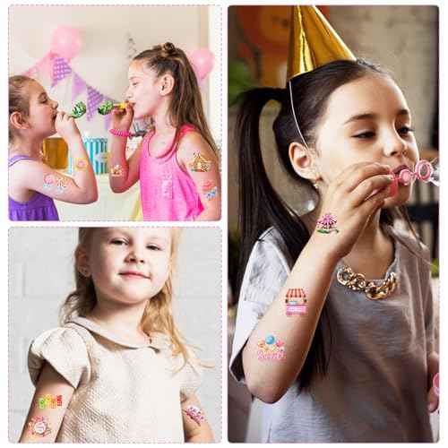 Candyland Temporary Tattoos Kids - Candyland Party Decorations Sweet Candy Themed Temporary Tattoo Girls Boys Candyland Christmas Birthday Party Decorations Favors Gift Bag Fillers Prizes