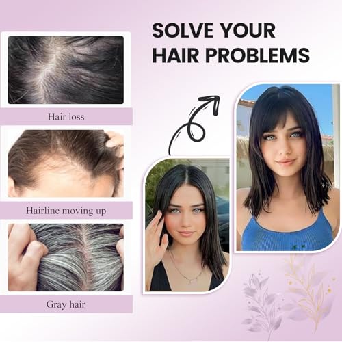 Human Hair Toppers with Bangs Hair Toppers for Women Remy Human Hair Hand-stitched 360¡Æ3D Coverage Natural for Thinning HairPieces for Women with Thinning Hair Swiss Base(4T4/27#)