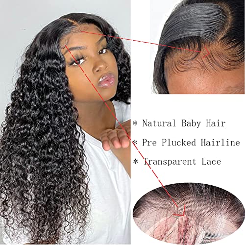 4x4 Closure Wigs Human Hair Water Wave Human Hair Wigs 18inch Wet And Wavy Wig Natural Black Lace Closure Wigs for Women Human Hair Deep Water Curly Wig With Baby Hair