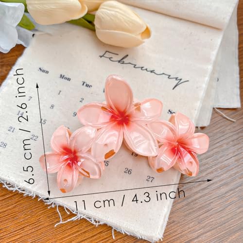 Plumeria Shape Hair Claw Clip Vivid Floral Large Non-Slip Hair Accessories 4.3" x 2.6" for Thick Hair Women Girls, Daisy Yellow