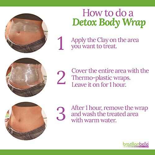 Brazilian Belle Detox Clay Body Wraps for Body Firming & Skin Tightening ? Anti-Cellulite Stomach Wraps with Bentonite Clay & Aloe Vera ? Complete Firming Cream Skincare Kit with up to 12 Applications