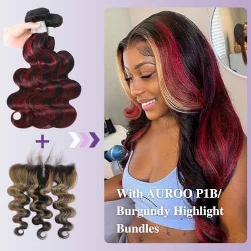 13x4 Honey Blonde Highlight Frontal Closure Only Human Hair Body Wave, 12A Virgin Ombre Skunk Stripe HD Transparent Ear to Ear Lace Frontal Closure Human Hair Pre Plucked (150% Density, 12 Inch)