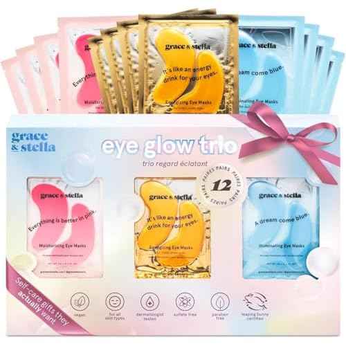 grace & stella Under Eye Patches (12 pairs) Eye Masks for Puffy Eyes and Dark Circles - Stocking Stuffers, Christmas Gifts for Women - Gifts for Birthdays, Bachelorette Party, Bridesmaids, Self Care
