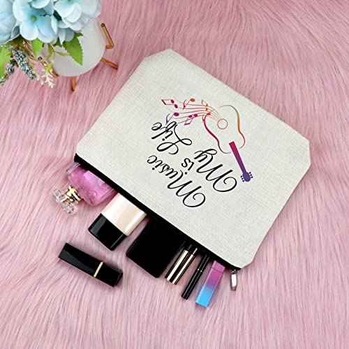 Music Lover Gift for Teen Girls Makeup Bag Music Gift for Women Daughter Appreciation Gift for Music Teacher Singer Cosmetic Bag Musician Birthday Gift Graduation Christmas Gift Travel Cosmetic Pouch