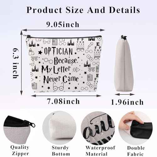 PLITI Optometrist Gift Optician Gift Ophthalmologist Gift Optician Because My Letter Never Came Makeup Bag For Eye Doctor (optician letter bag)