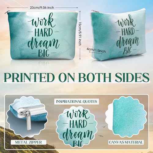 20 Pcs Employee Appreciation Gifts Inspirational Canvas Makeup Bags Compact Mirrors Bulk Cosmetic Bags Portable Mirror Thank You Gifts for Women Christmas Nurse Practitioner (Motivation)