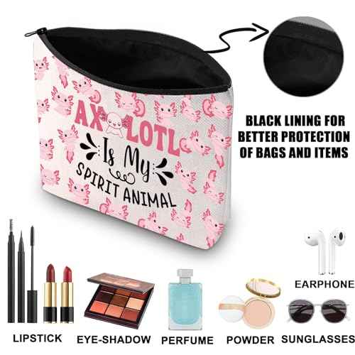 JNIAP Axolotls Cosmetic Makeup Bag Axolotl Lovers Gifts Axolotl Is My Spirit Animal Axolotl Zipper Pouch Axolotl Toiletry Bag (axolotl spirit)