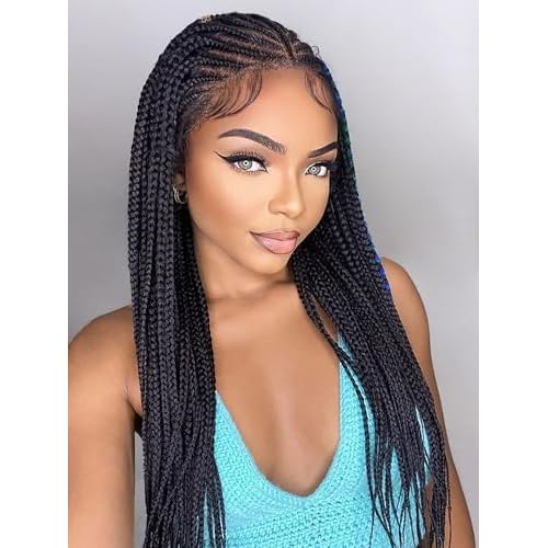 GORGIUS Braided Lace Front Wigs Pre Plucked Knotless Box Braid Wig with Baby Hair Pre Braided Glueless Synthetic Cornrown Wig For Women