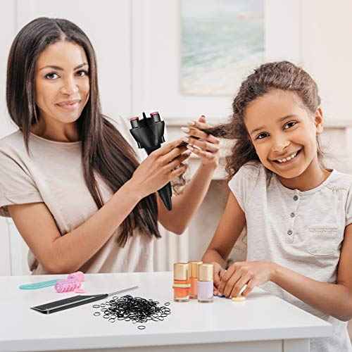 Automatic Hair Braider with 800 Mini Rubber Bands, Tail Comb & Electronic Braiding Machine - Roller Styling Tool for Tangling (Black)