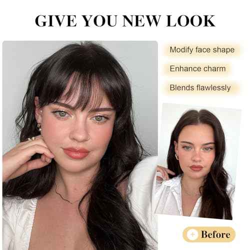 BOGSEA Clip in Bangs Real Human Hair Bangs Hair Clip Fringe with Temples Hairpieces for Women Natural Looking Hair Extension for Daily Wear (Wispy Bangs, Dark Brown)