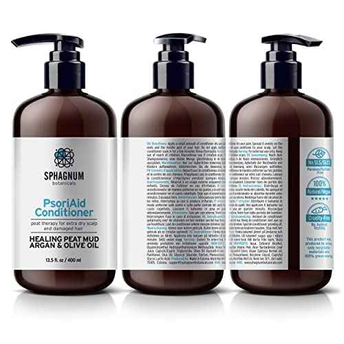 Sphagnum Botanicals Psoriasis Shampoo and Conditioner Set - Peat Mud Therapy for Red & Itchy Scalp with Tea Tree Oil, No Coal Tar. For Both Men and Women. 2 x 13.5 Oz