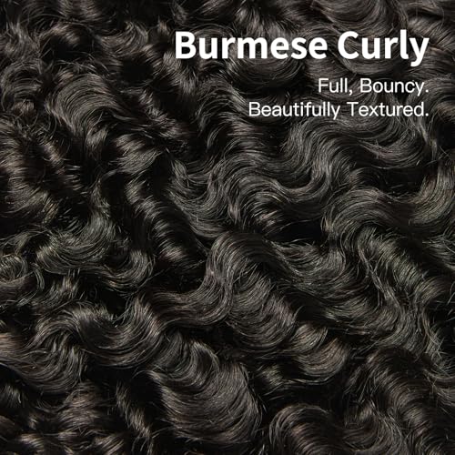 ASHINE Burmese Curly Bundles Human Hair Unprocessed Raw Burmese Curly Water Wave Human Hair Single Bundle 20 inch Natural Black