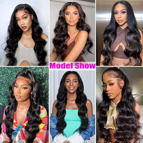 12A Human Hair Bundles Body Wave 4 Bundles Human Hair 100% Unprocessed Brazilian Virgin Human Hair Extensions for Women Natural Color 14 16 18 20Inch