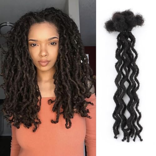 10'' Human Hair Wavy Dreadlocks ? 30 Strands Curly Loc Extensions, 0.6cm Diameter, Natural Looking and Lightweight, Great for Loc Style Refresh