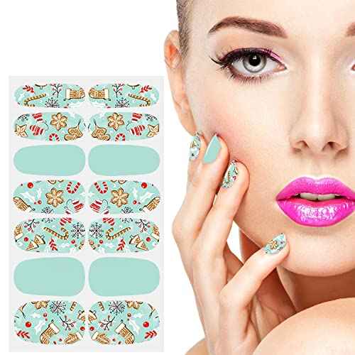 JERCLITY 280 Pieces 20 Sheets Christmas Nail Wraps Stickers Nail Polish Strips Self-Adhesive Full Wraps with Nail Files for Christmas DIY Nail Art Decals