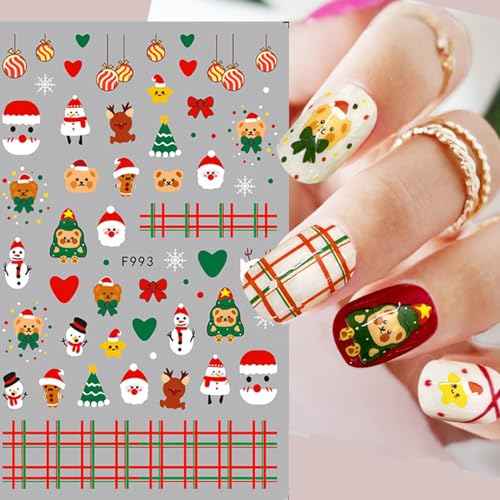 Christmas Nail Art Stickers 3D Self-Adhesive Christmas Nail Decals Santa Claus Snowflake Gnome Winter Pegatinas U?as Nail Supplies for Women Girls Holiday DIY Nail Decoration Accessories 6 Sheets
