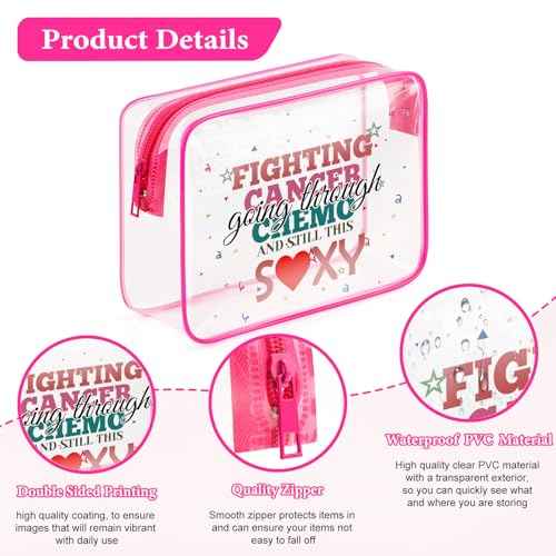 Cancer Awareness Gift for Women Makeup Bag Inspirational Chemo Cancer Survivor Cancer Fighter Cancer Warrior Gift for Cancer Patient Friend Breast Cancer Travel Cosmetic Organizer Portable Makeup Case