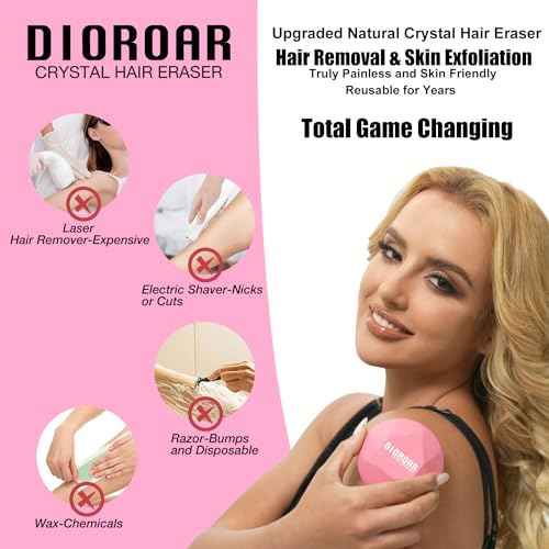 Crystal Hair Eraser for Women,Upgraded Painless Crystal Hair Remover Diamond,Effective Nano Glass Hair Removal Stone Exfoliation without Shaver,Natural Epilator for Silky Skin(Rose Pink)