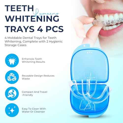 Moldable Teeth Whitening Trays - 4 Pcs Trays with 2 Pcs Cases - Compatible with Opalescence Teeth Whitening Gel