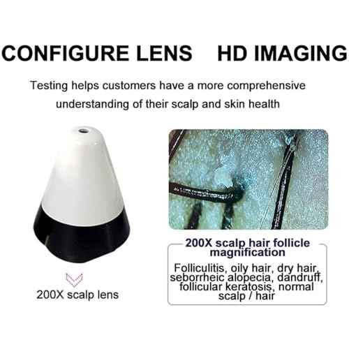 Skin Diagnosis Hair Analyzer, 10.1 Inch 200x LCD Screen Digital Skin Detector Moisture Tester Hair Skin Analyzer Rechargeable Skin Oil Moisture Magnifying Tester