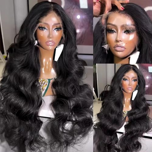 Lemoda Outlet Deals 13x4 Body Wave Lace Front Wigs Human Hair 180% Density 13x4 HD Transparent Lace Frontal Wig Pre Plucked 14A Brazilian Virgin Human Hair Wigs for Women 20 Inch