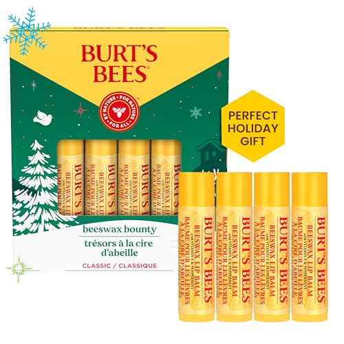 Burt¡¯s Bees Christmas Gifts, 4 Lip Balm Stocking Stuffers Products, Beeswax Bounty Classic Set - Original Beeswax Moisturizing Lip Balm (4-Pack)