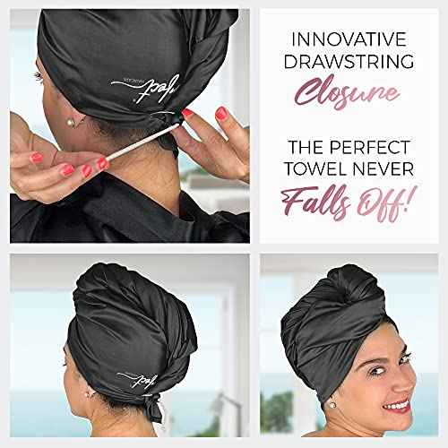 THE PERFECT HAIRCARE Curly Hair Girls Microfiber Plopping Towel Set Gift - Anti-frizz Silky Smooth Hair Drying Wrap for Women - Super Absorbent Large Hair Towel + 2 Scrunching MicroPlop Towels
