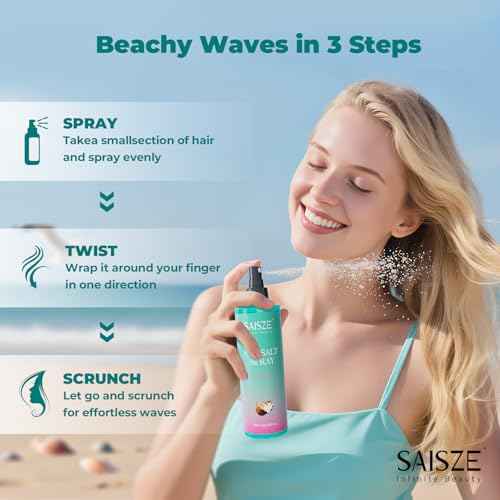 Sea Salt Spray for Women and Men, Travel Essentials, Beach Vacation Essentials, Coconut Volumizing Salt Water Spray, Effortlessly Achieve Beach, Wavy and Curly Hair, 8.8 oz