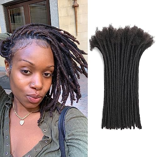 Loc Extensions Human Hair 4 Inch 0.6cm 60strands Dreadlock Extensions Real Human Hair Natural Black for Women Men 100% Full Handmade Permanent Can Be Dyed Bleached Curled