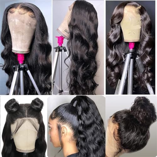 Holiden 200% Density 20 Inch Short Bob Wig Human Hair 13x4 HD Lace Front Wigs Straight Bob Lace Front Wigs Glueless (13x6 Body Wave Natural Black, 20 Inch)