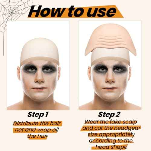 Bald Caps Makeup Latex Bald Head Wig Caps Cosplay Costume for Adults, for Theme Party Decorations Supplies