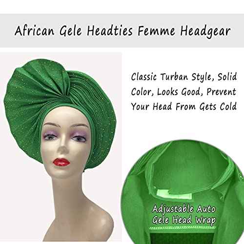 Nigerian Beads&Stones Women Turban Head Wrap African Gele Headties Femme Headgear Sewing Fashion Head Tie for Party