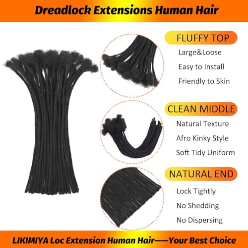 Micro Loc Extensions Human Hair 0.2 cm 14 Inch 30 Strands Dreadlock Extensions Human Hair Loc Extensions Dreads Extensions for Men Women Real Human Hair Locs 1B Natural Black Handmade Permanent Locs