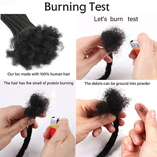 0.8cm Width 12 Inch 30 Strands 100% Human Hair Dreadlock Extensions for Men/Women/Kids 0.8cm Width Full Hand-made Permanent Dread Loc Extensions Human Hair Can be Dyed and Bleached